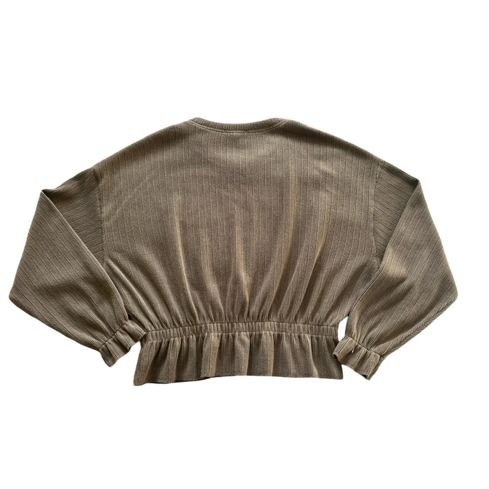 Zara Peplum Hem Ribbed Sweater - Olive Green - Picture 4 of 4